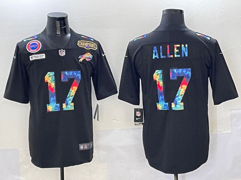 Men 2025 Buffalo Bills #17 Allen Black Rainbow Nike Limited NFL Jersey style 1
